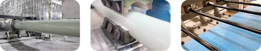 Continuous automated continuous FRP oval tube pultrusion manufacturing process and heated die curing system on Guangdong Haikuo factory floor